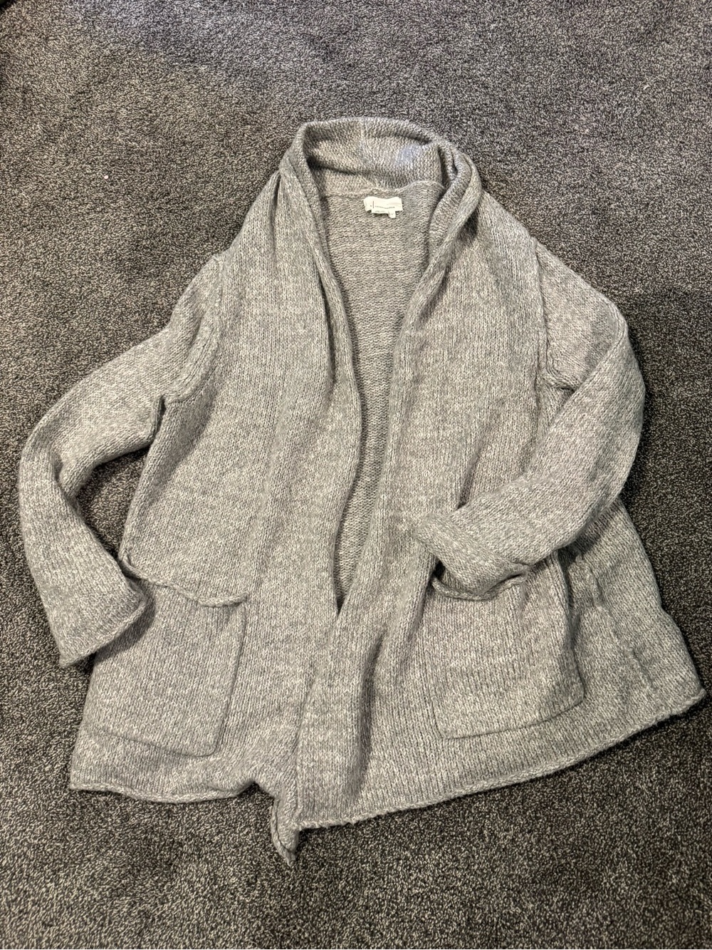 Anthropologie Heather Gray Open-Front Shawl Collar Cardigan